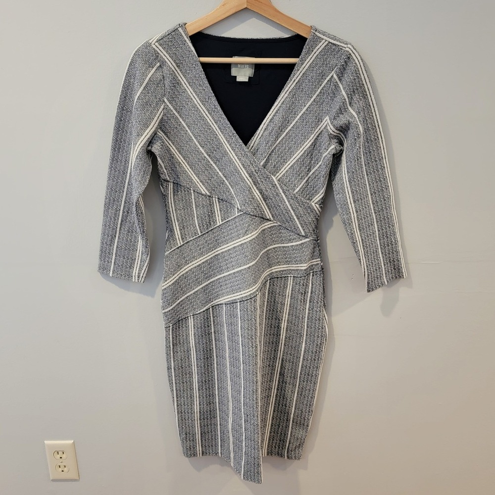 Maeve Anthropologie Wrap Dress Blue White Striped Long Sleeve Women's Size Small - Picture 3 of 10